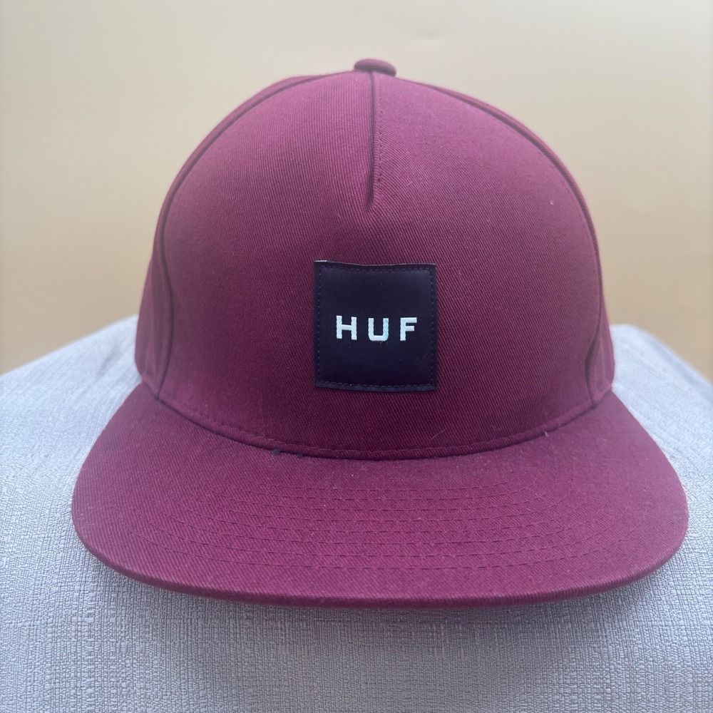 HUF Snapback Hat Mens OSFM Burgundy Excellent Streetwear